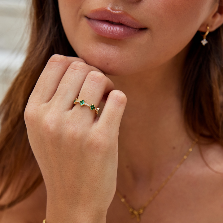 Bague en cristal trèfle à quatre feuilles