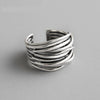 Bague ajustable en argent sterling 925 en couches