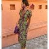 Lucinda - Boho V-Ausschnitt Floral Plissiertes Kleid