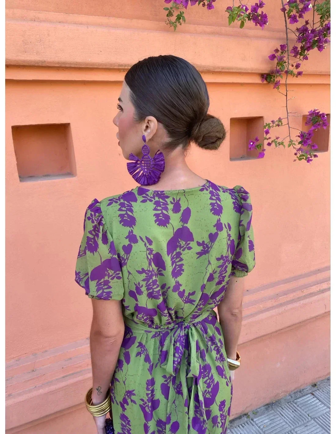 Lucinda - Boho V-Ausschnitt Floral Plissiertes Kleid