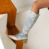 DENIM-STIEFEL MIT PYTHONDETAIL