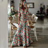 Liora | V-Ausschnitt Bedrucktes Swing Maxikleid