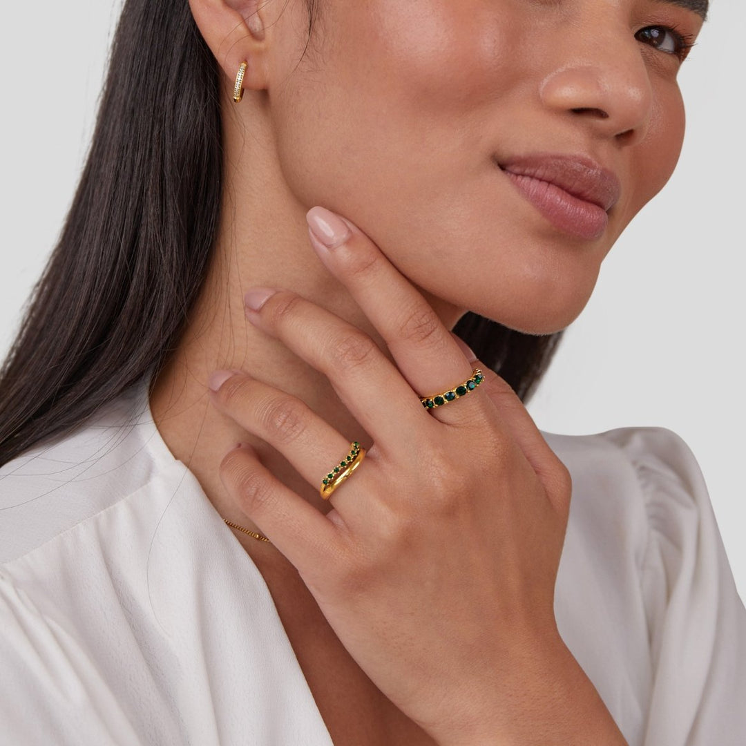 Marissa Emerald Green Layered Ring (bague superposée vert émeraude)